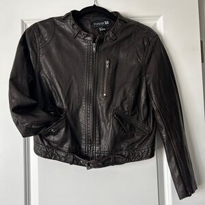 Forever21 Faux Leather Cropped Moto Jacket